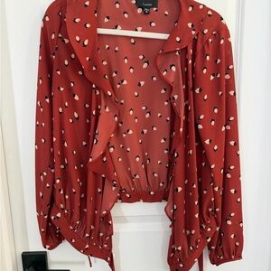 Lumiere Red Patterned Blouse
